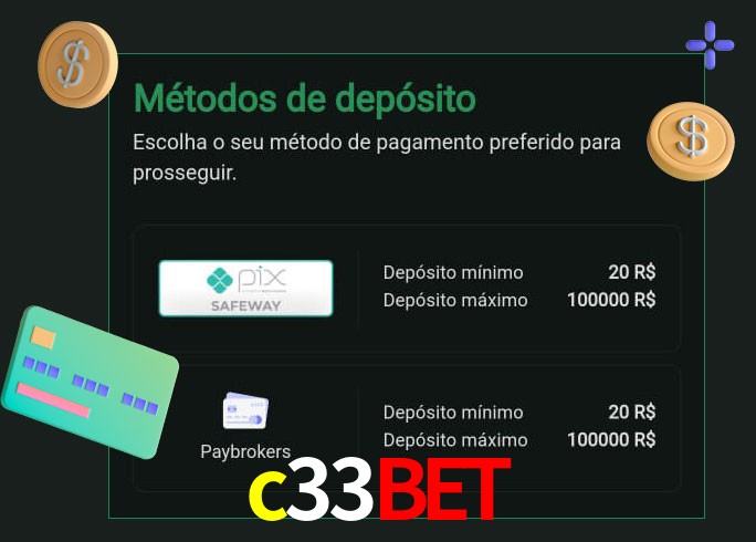 O cassino c33bet oferece uma grande variedade de métodos de pagamento